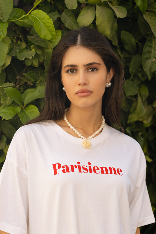 Ivory Bloom | שרשרת פנינים עם תליון פרח