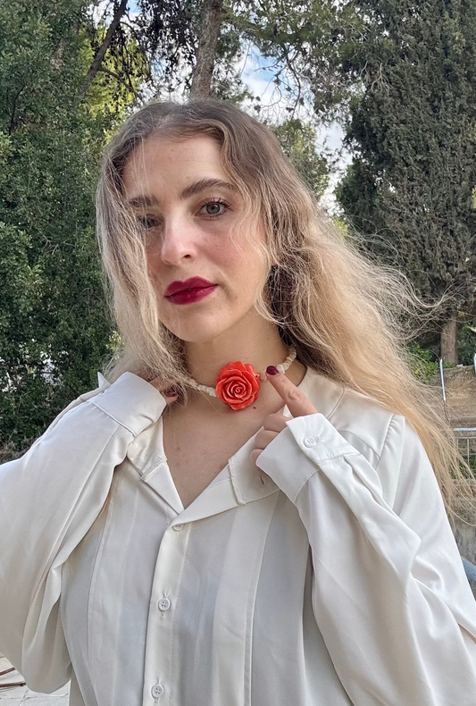 שרשרת רוז קורל טבעי