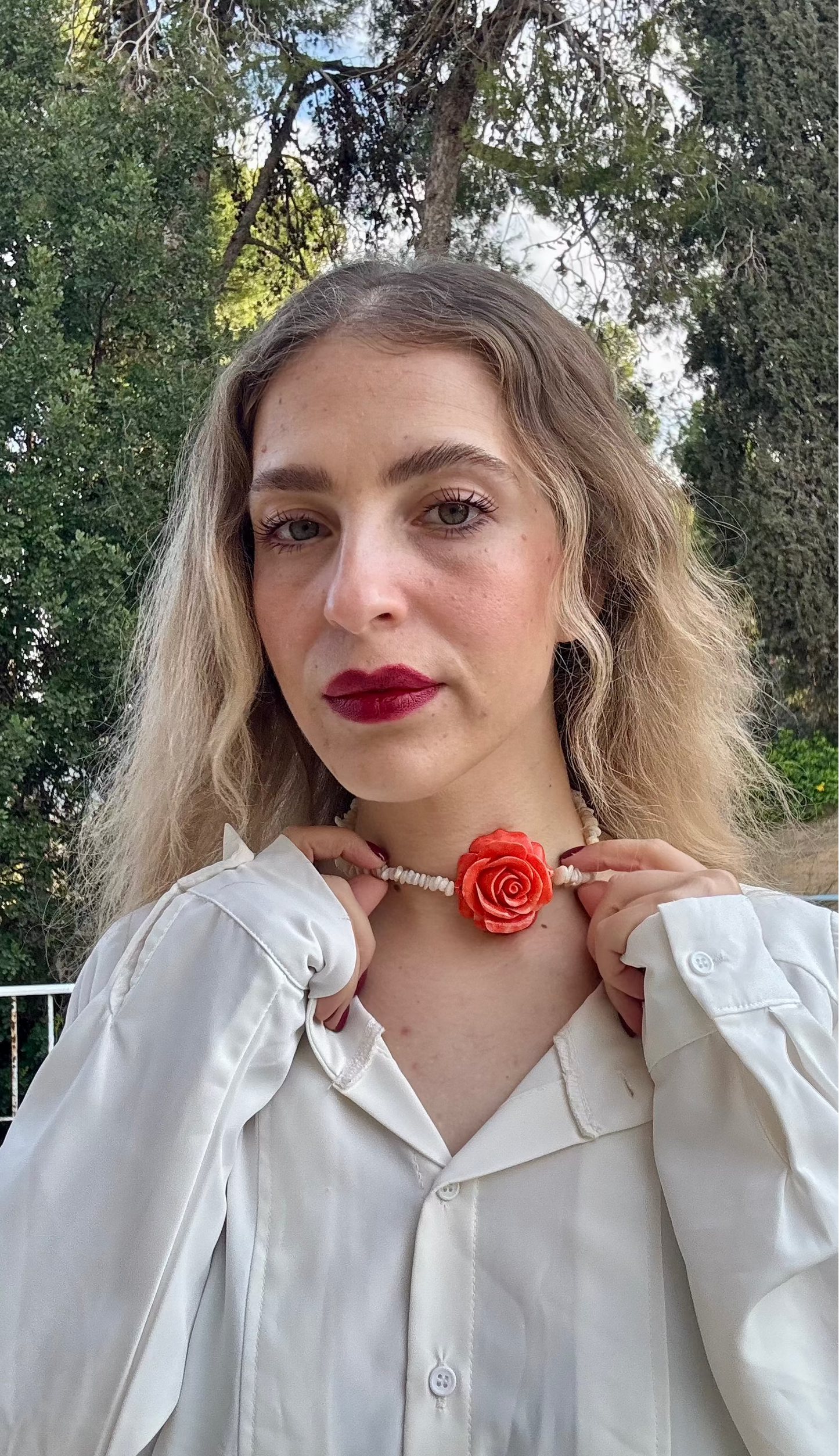 שרשרת רוז קורל טבעי