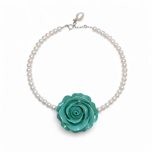 שרשרת רוז טורקיז & פנינים