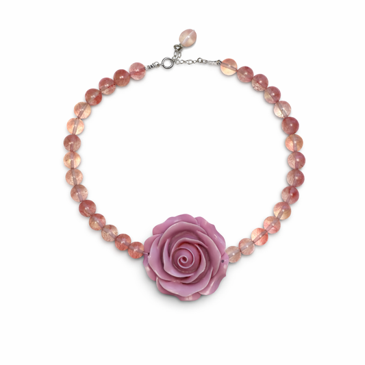 שרשרת רוז ורודה & אבני חן