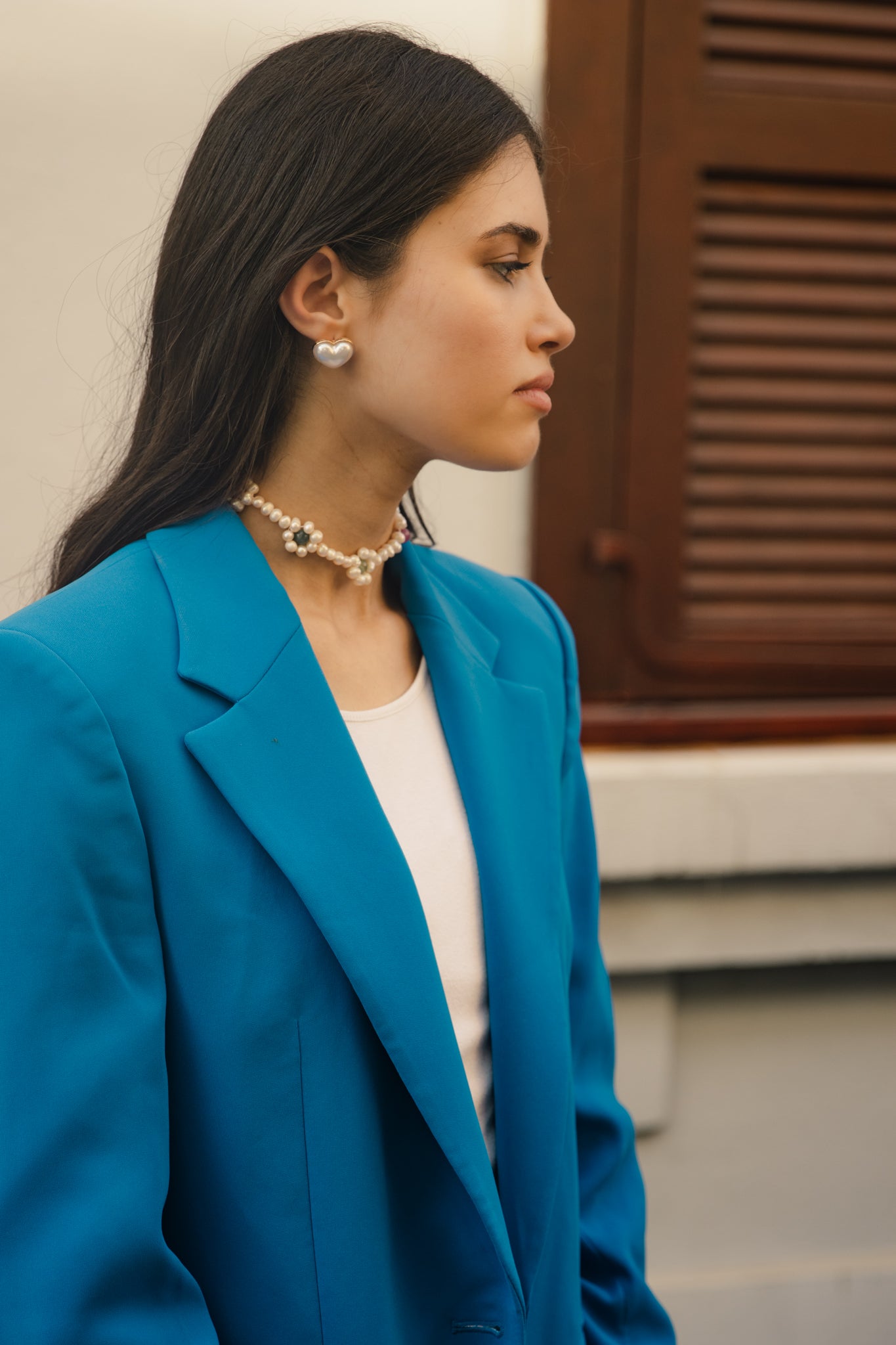 Pearl Flower Gem Necklace | שרשרת פנינים ופרחים בשילוב אבני חן