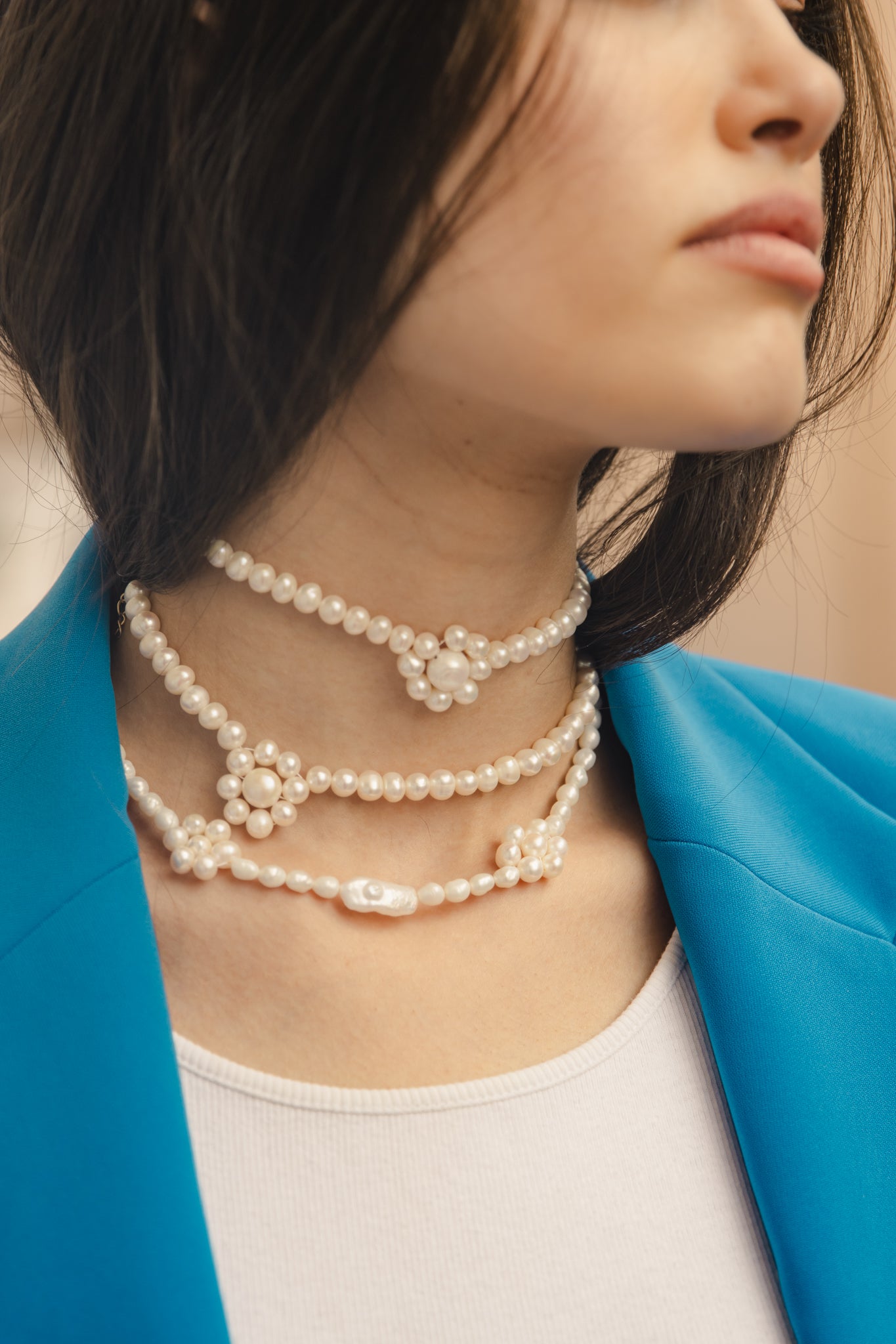 Pearl Flower Necklace | שרשרת פנינים פרח