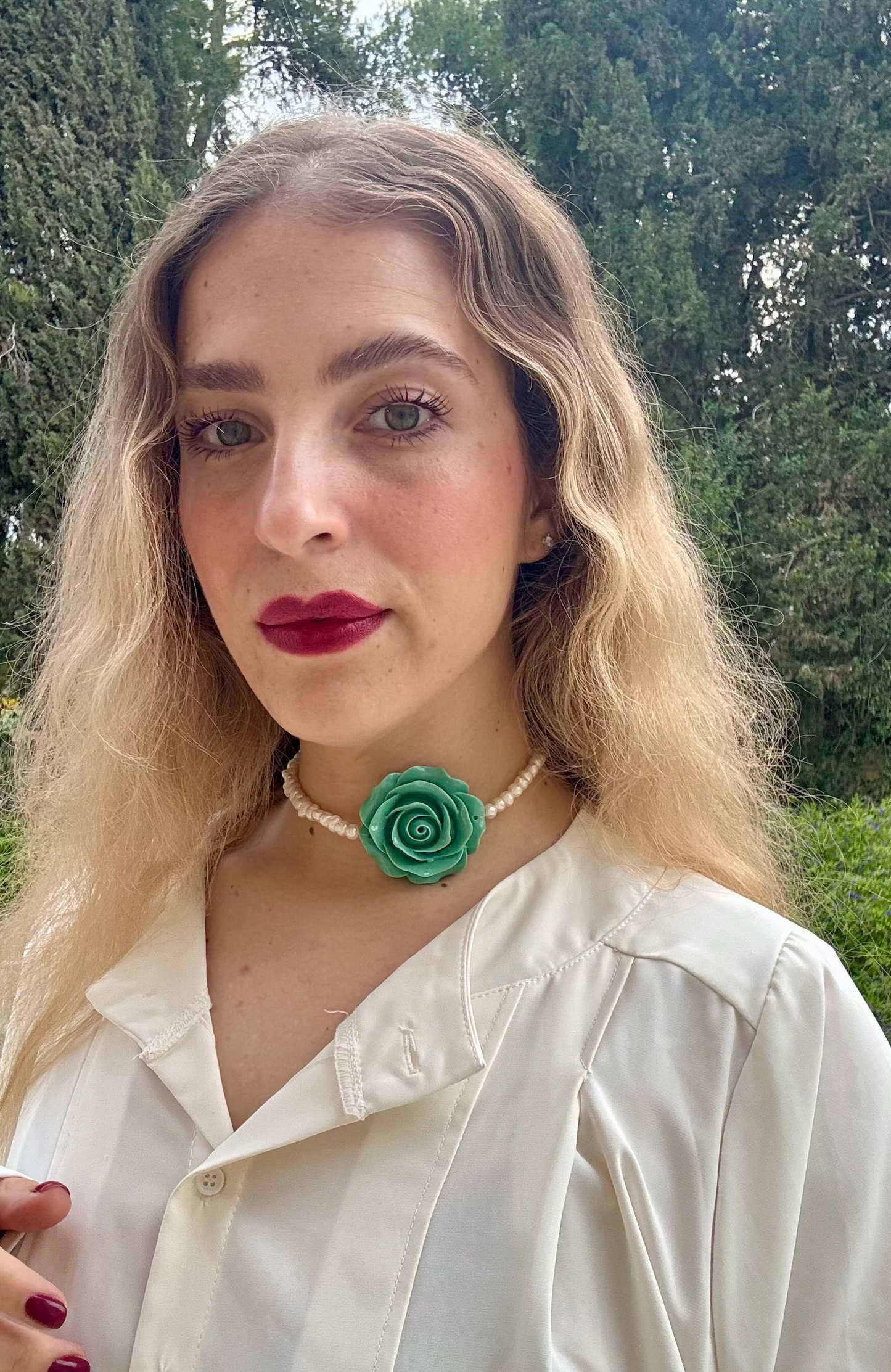 שרשרת רוז טורקיז & פנינים