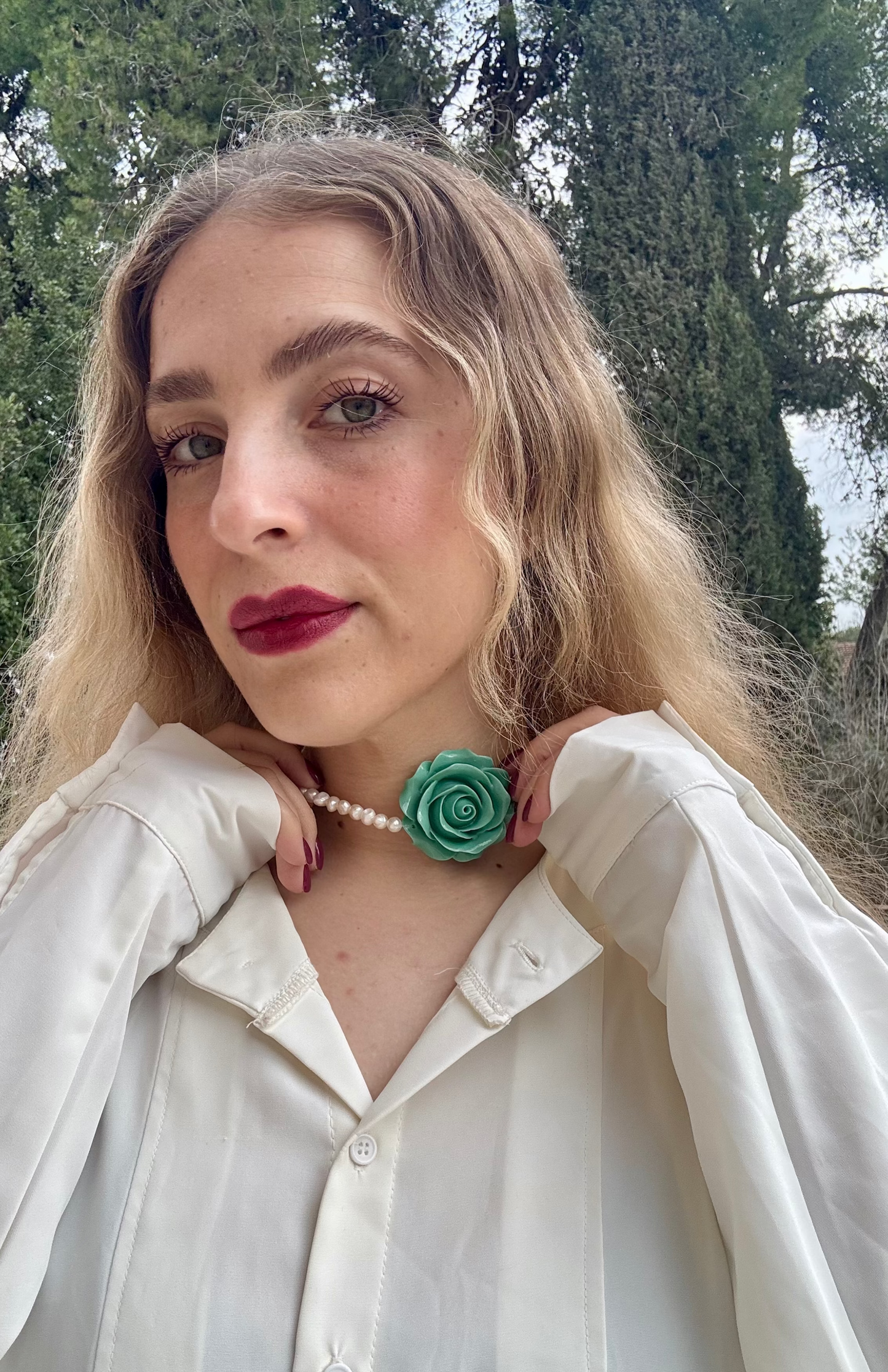 שרשרת רוז טורקיז & פנינים