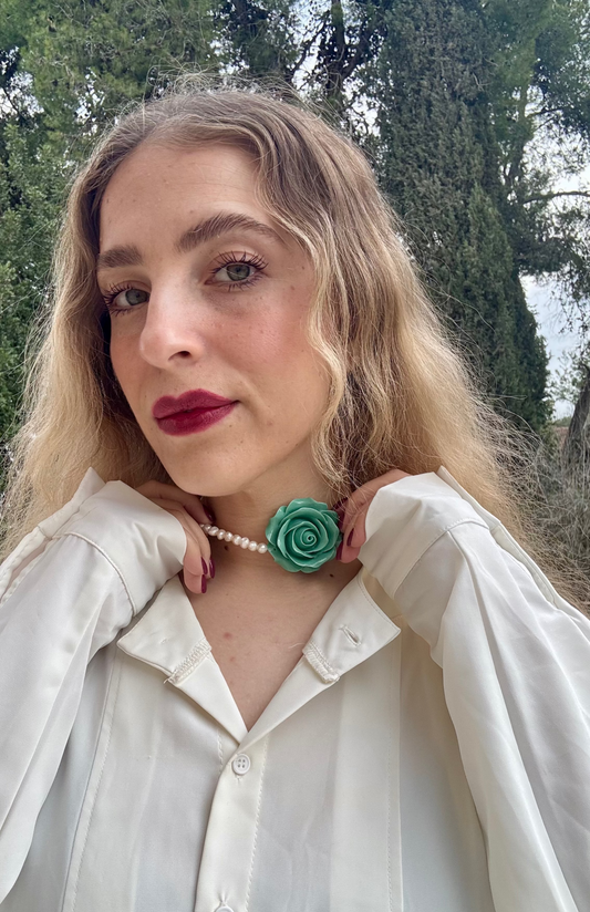 שרשרת רוז טורקיז & פנינים