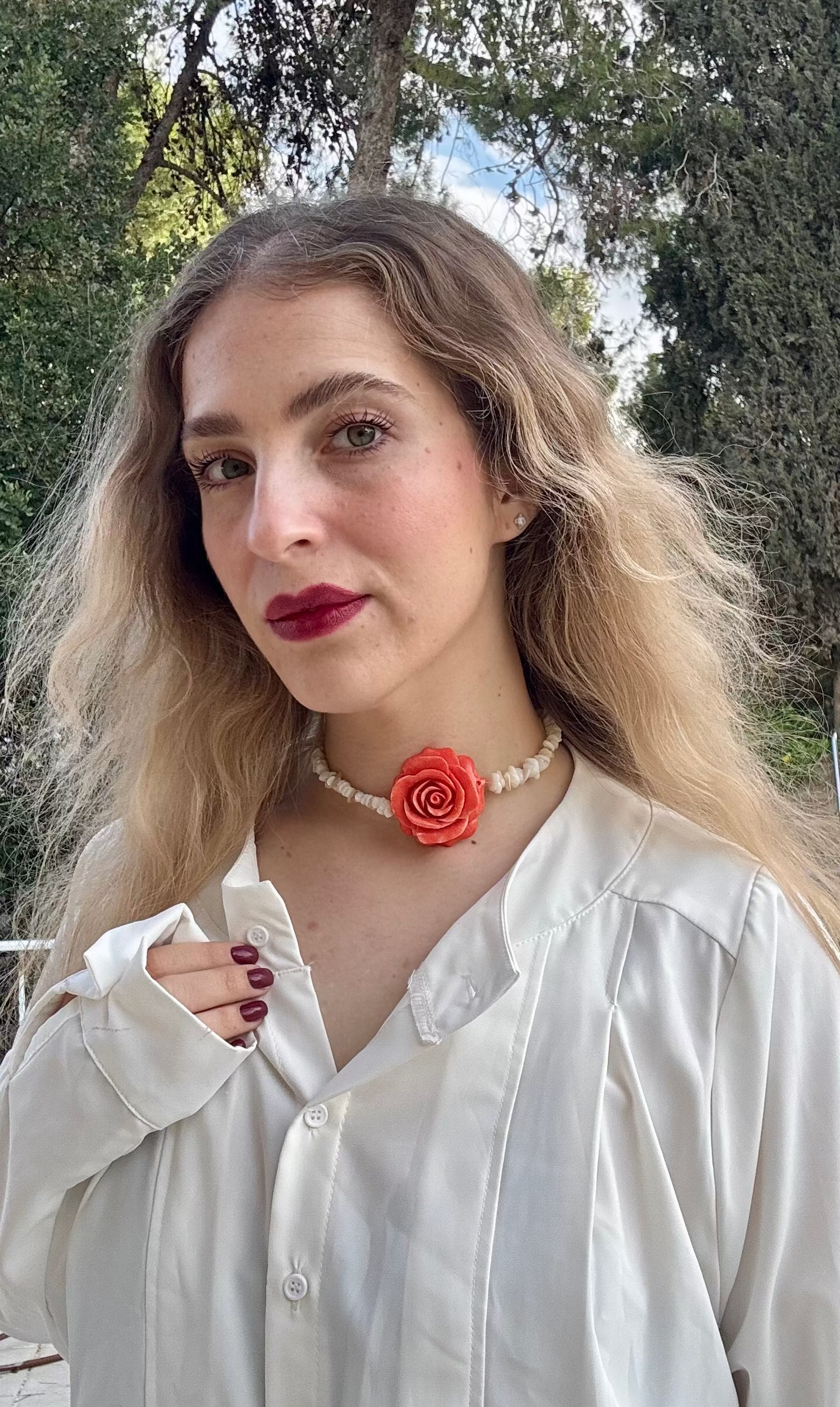 שרשרת רוז קורל טבעי